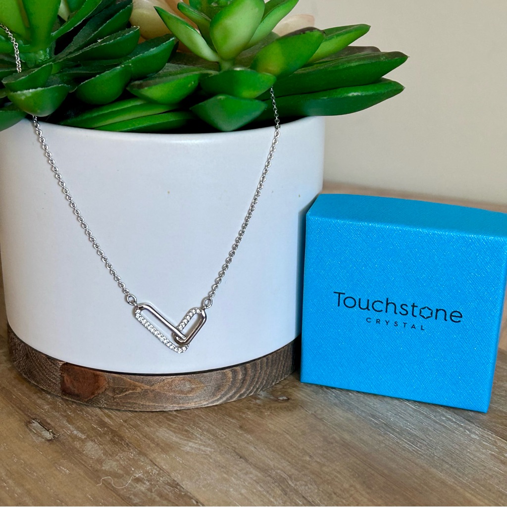 Touchstone Crystal Swarovski Paperclip Necklace 30$